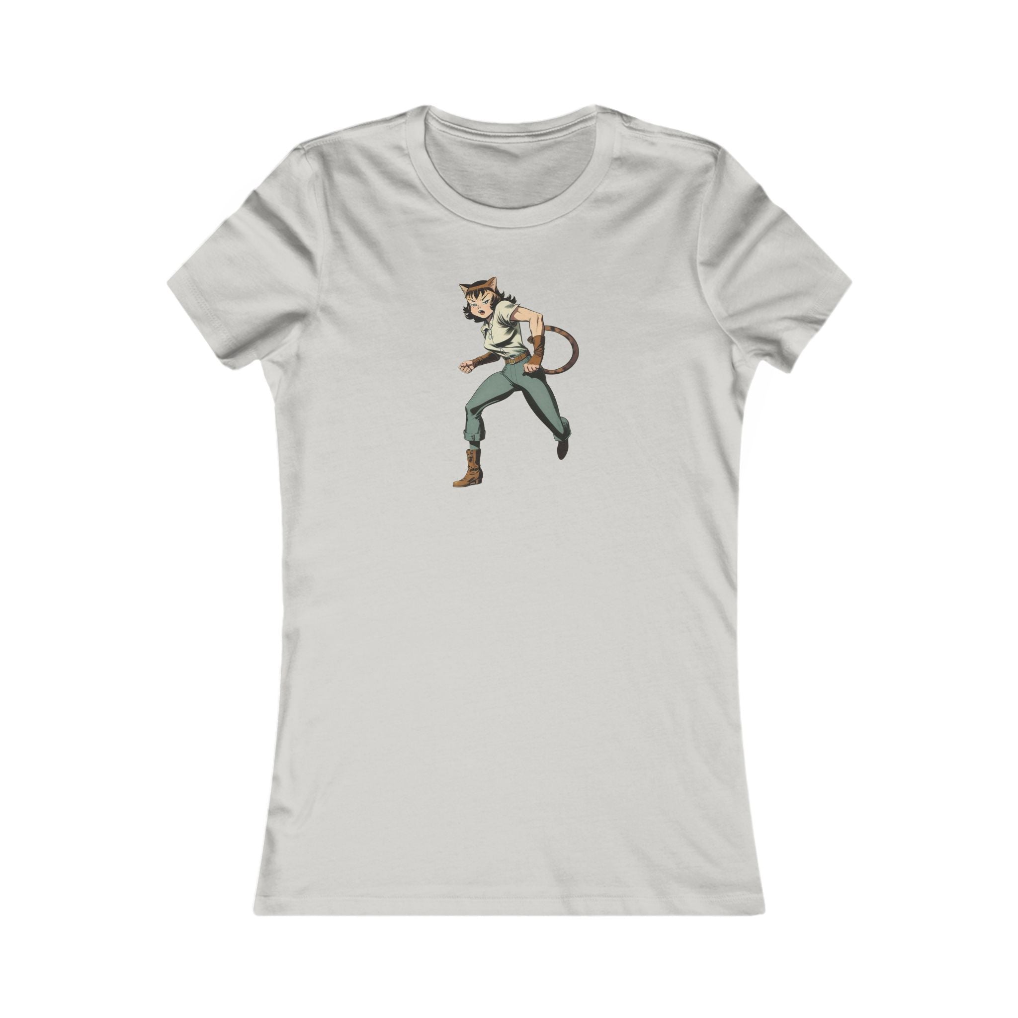Comic Cat Lady Women's Favorite Tee - Trendy Graphic Tee