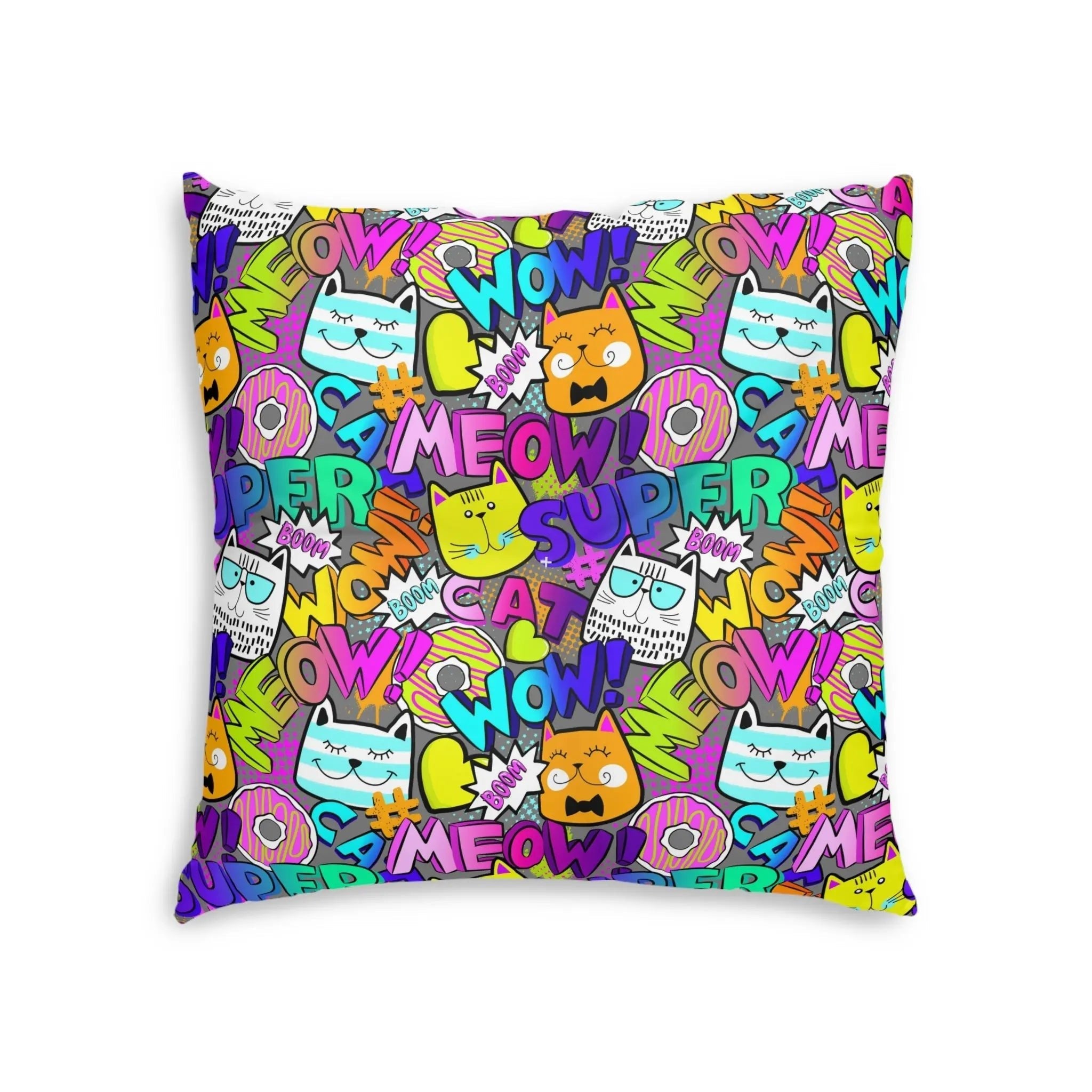 Comical Cat-Themed Tufted Floor Pillow - Perfect for Pet Lovers!