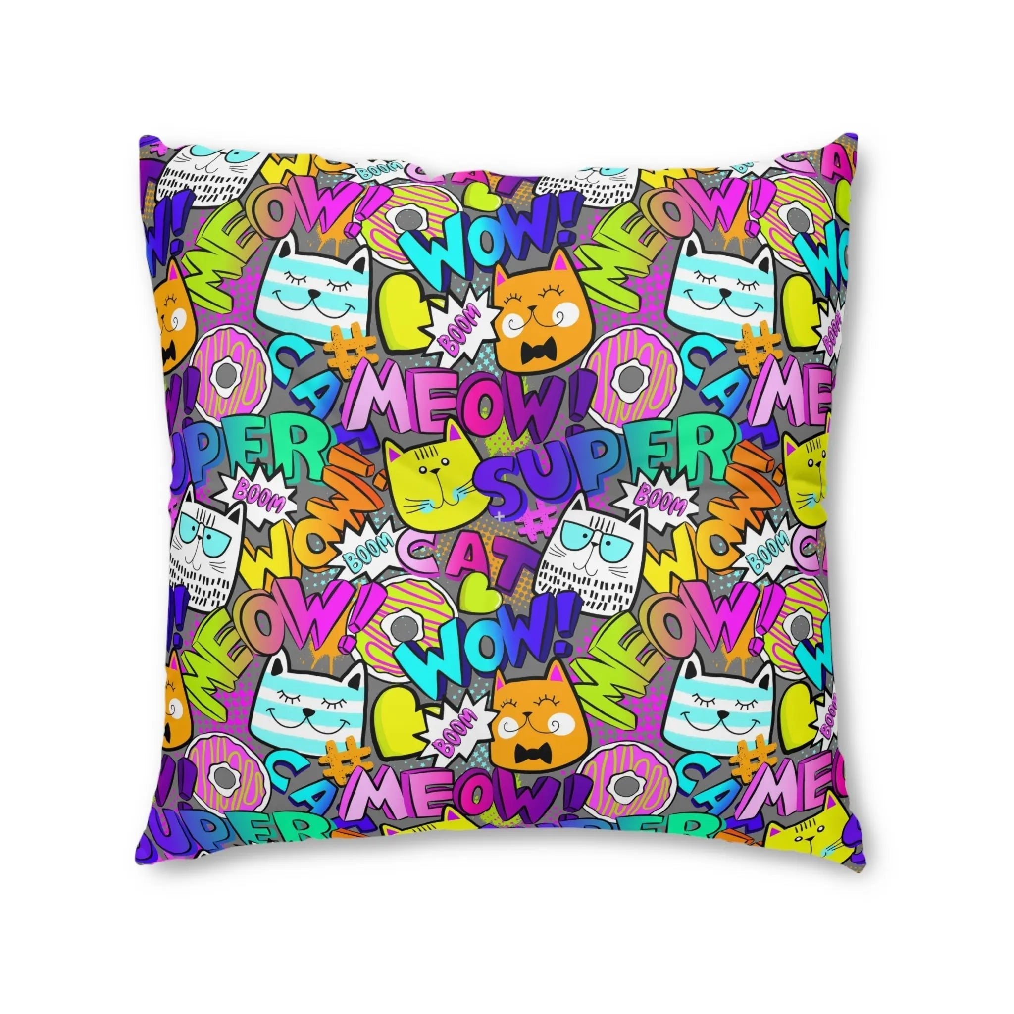 Comical Cat-Themed Tufted Floor Pillow - Perfect for Pet Lovers!