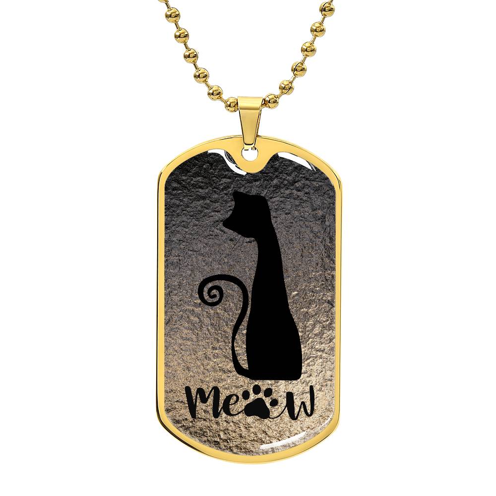 Meow Cat Dog Tag Necklace – Minimalist Cat Lover Pendant
