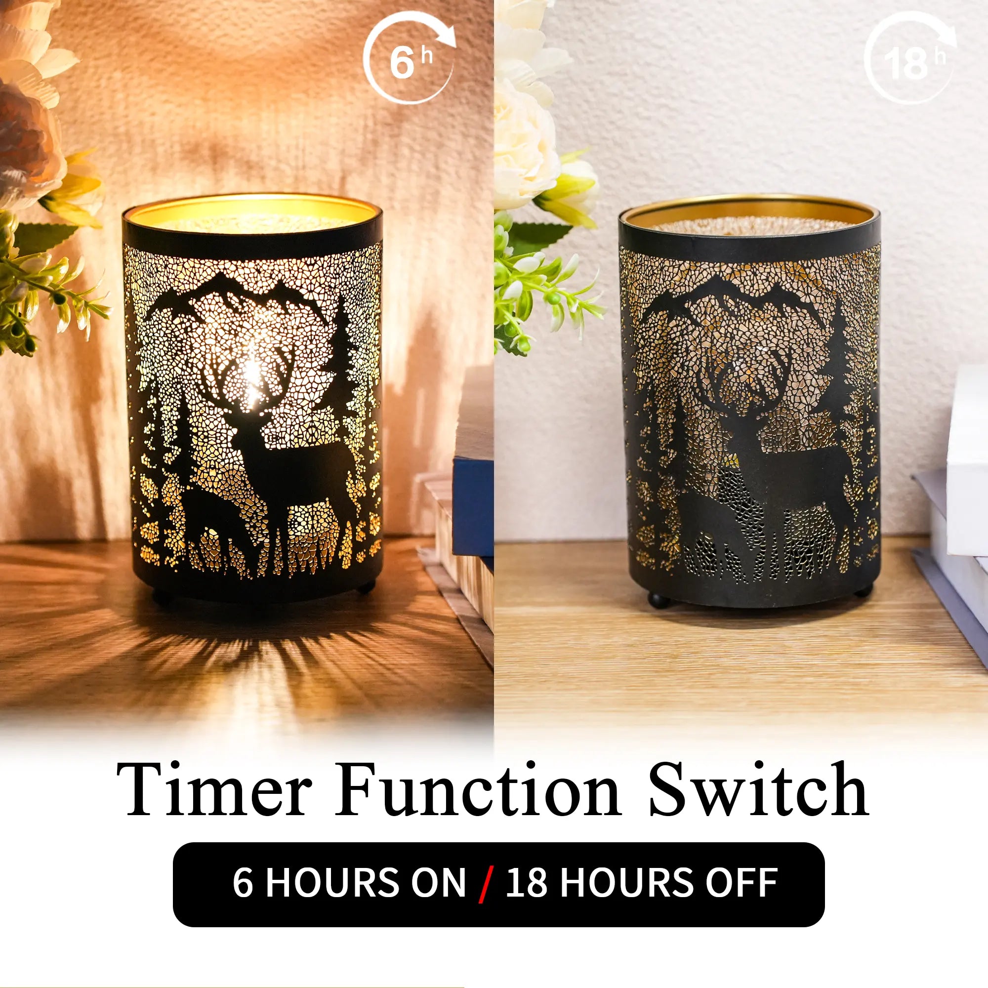 6.5" H Etched Metal Table Lamp Christmas Battery Operated Lamp