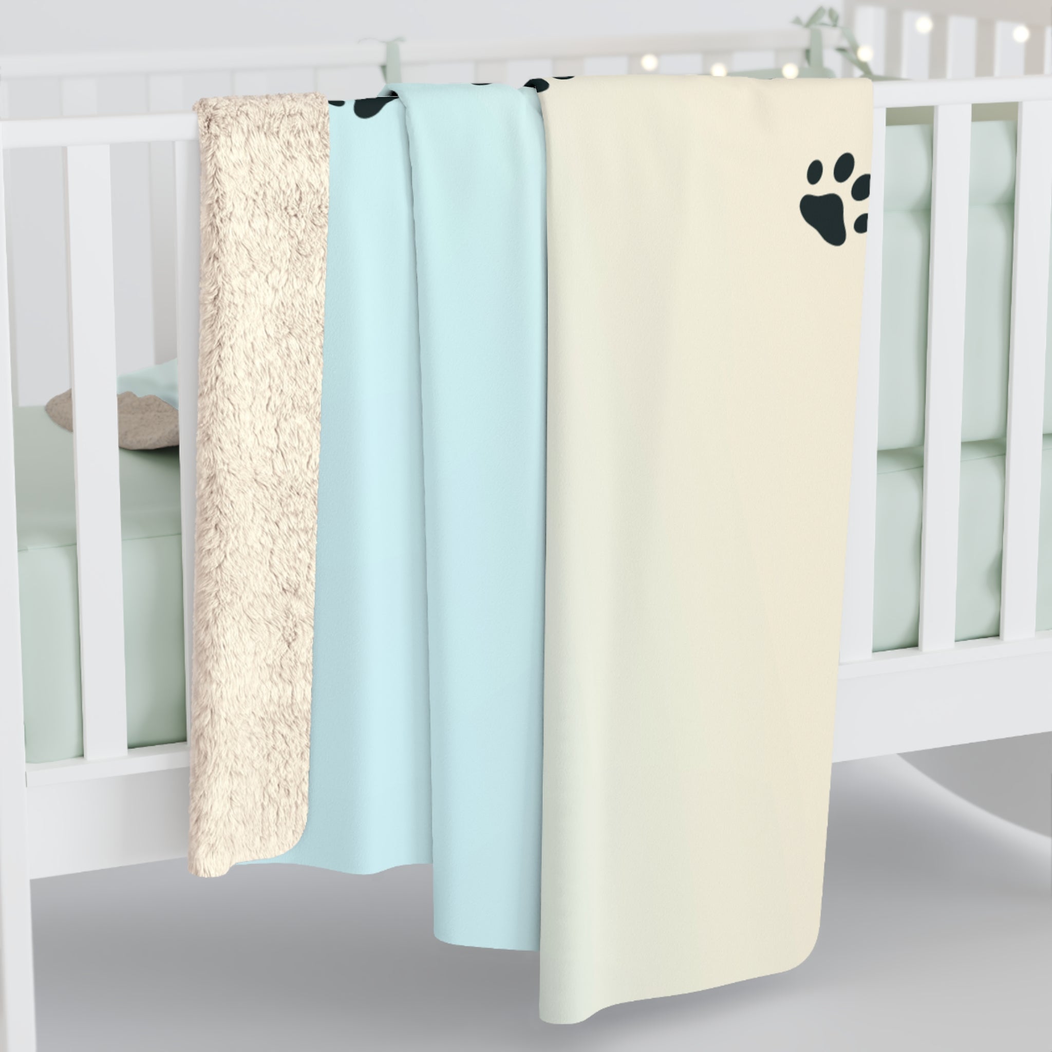 Cozy Paw Print Sherpa Fleece Blanket