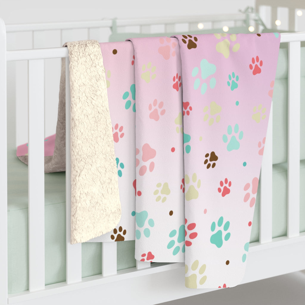 Cozy Paw Print Sherpa Fleece Blanket | Perfect for Pet Lovers