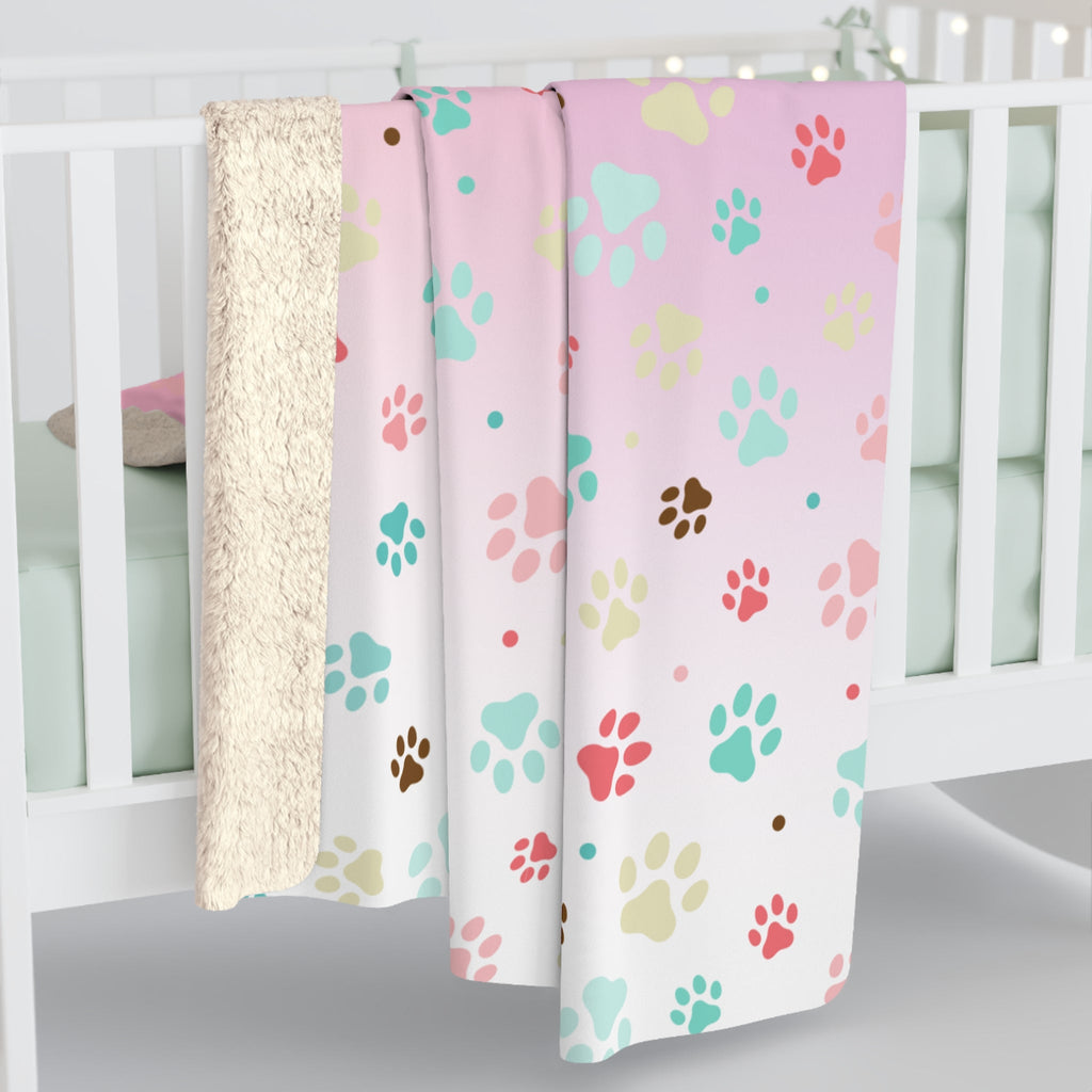 Cozy Paw Print Sherpa Fleece Blanket | Perfect for Pet Lovers