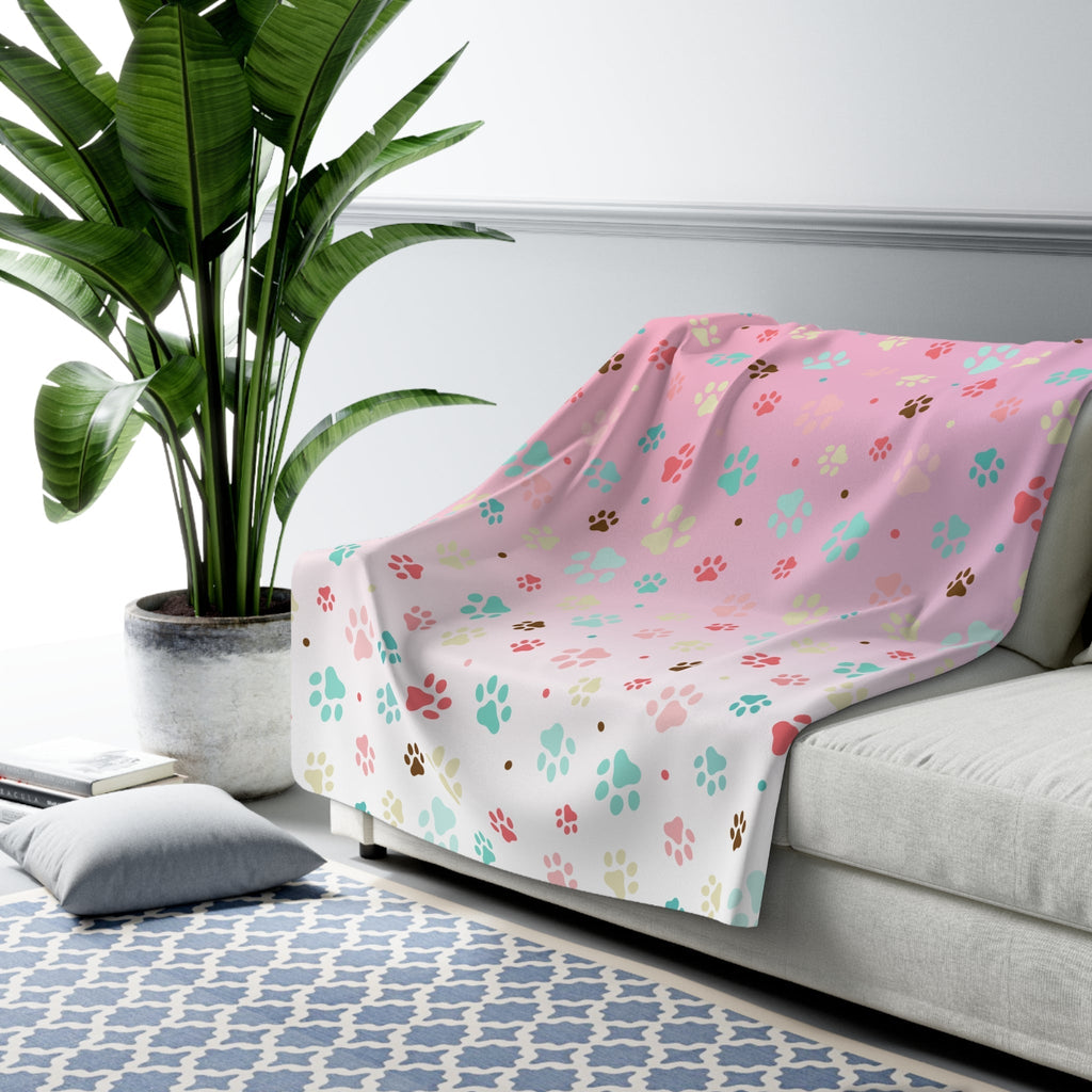 Cozy Paw Print Sherpa Fleece Blanket | Perfect for Pet Lovers