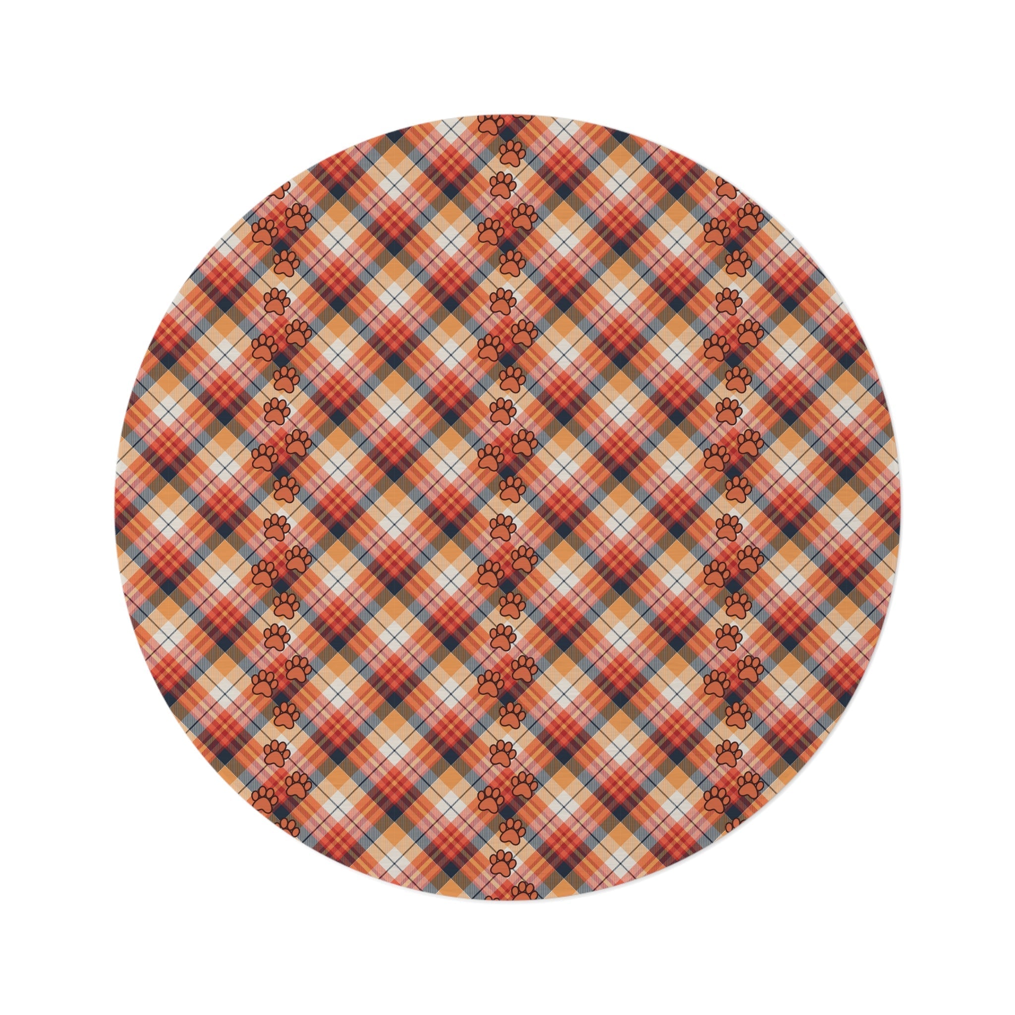 Cozy Plaid Round Rug for Pet Lovers - Stylish Home Decor