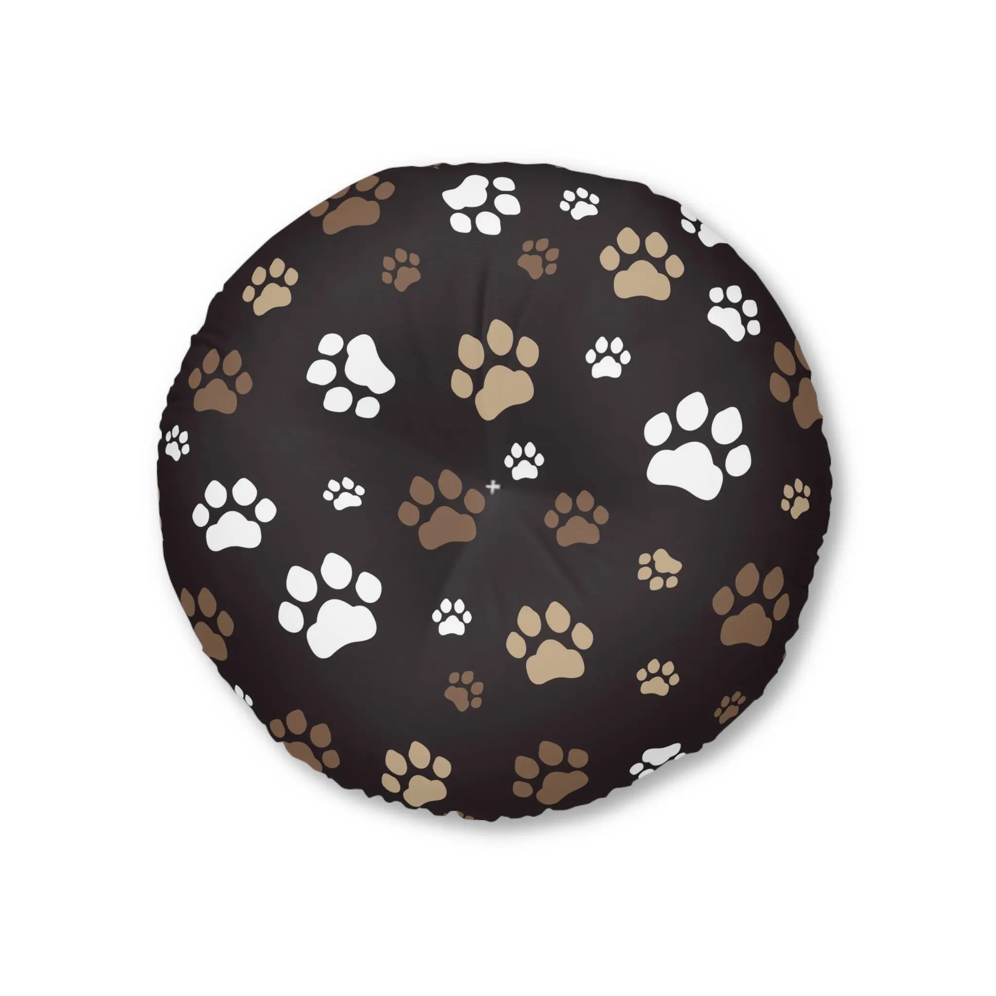 Cozy Tufted Floor Pillow with Paw Print Design - Pet Lover's Essential