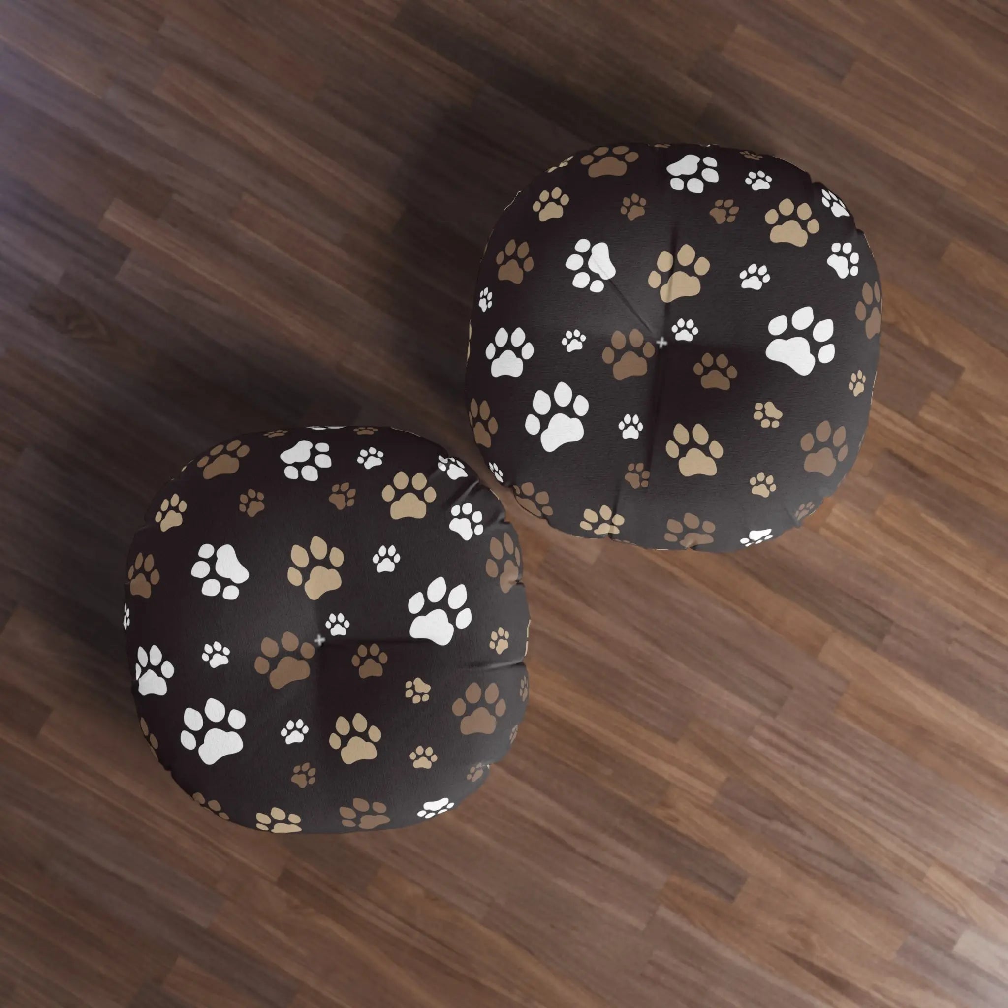 Cozy Tufted Floor Pillow with Paw Print Design - Pet Lover's Essential