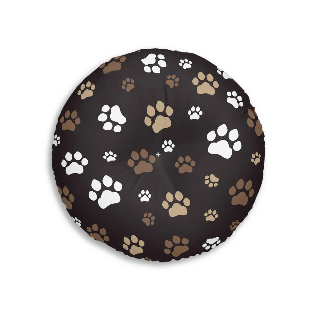 Cozy Tufted Floor Pillow with Paw Print Design - Pet Lover's Essential