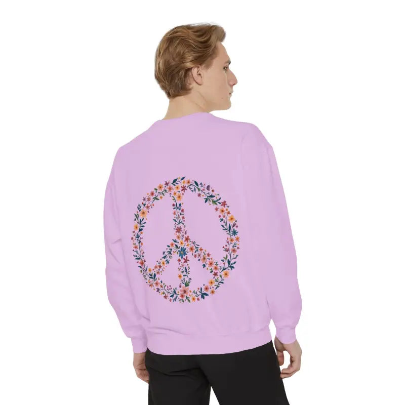 Ocean State Styles Sweatshirt Floral Peace Sign Dyed