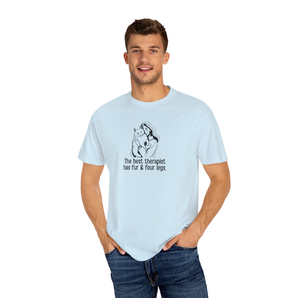 Cute Animal Therapy Unisex T-Shirt - "The Best Therapist Has Fur & Four Legs"