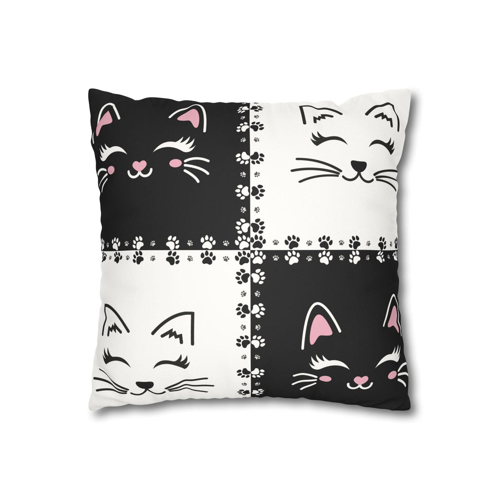Cute Cat Faux Suede Pillowcase - Decorative Cushion Cover for Cat Lovers