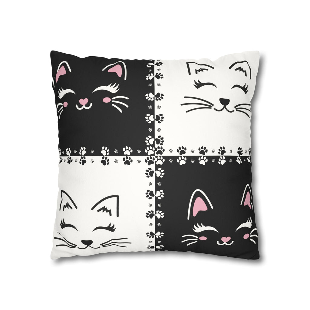 Cute Cat Faux Suede Pillowcase - Decorative Cushion Cover for Cat Lovers