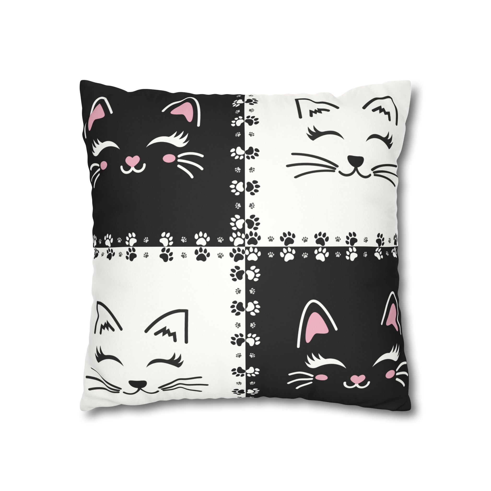 Cute Cat Faux Suede Pillowcase - Decorative Cushion Cover for Cat Lovers