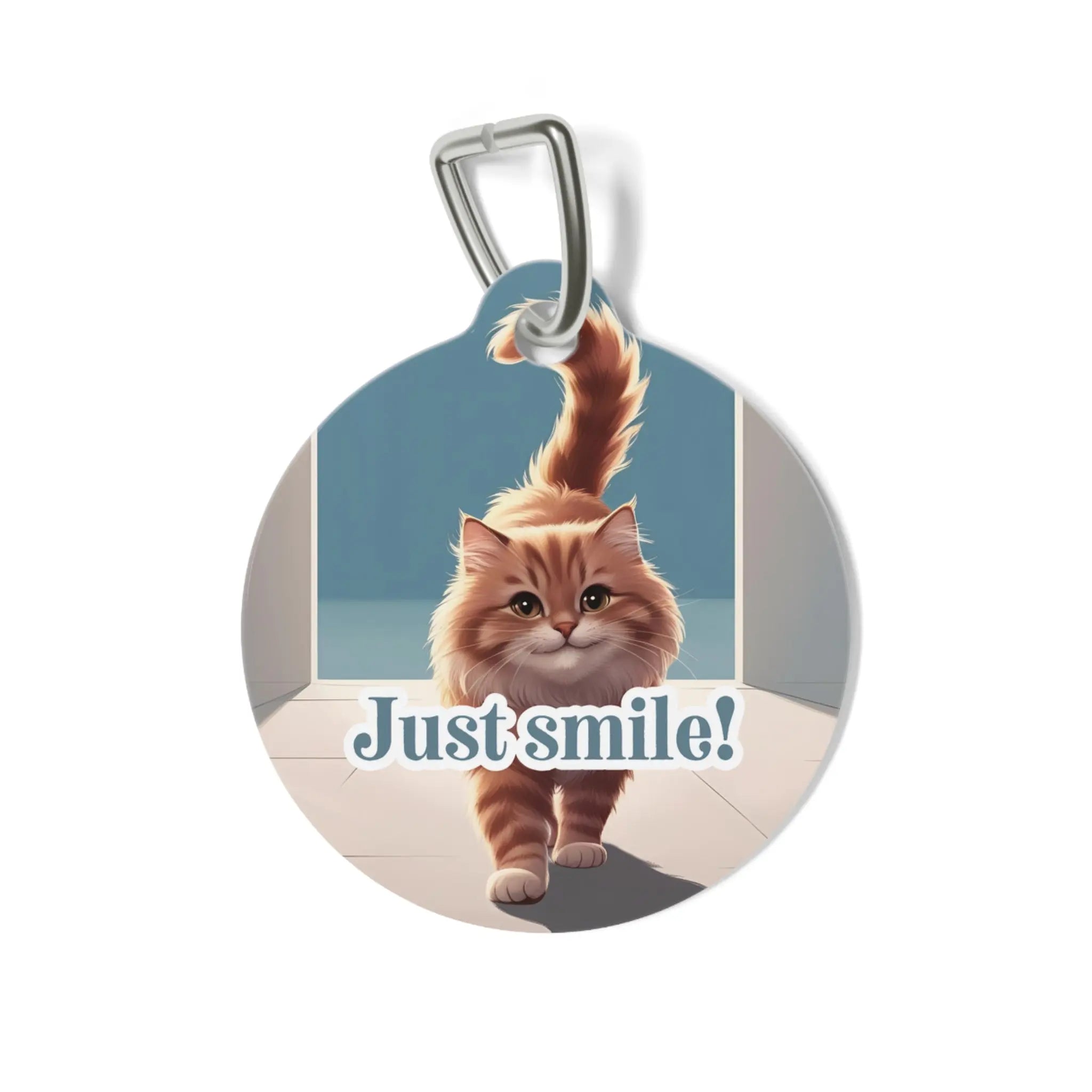 Cute Cat Pet Tag - 'Just Smile!' Decorative Tag for Dogs and Cats