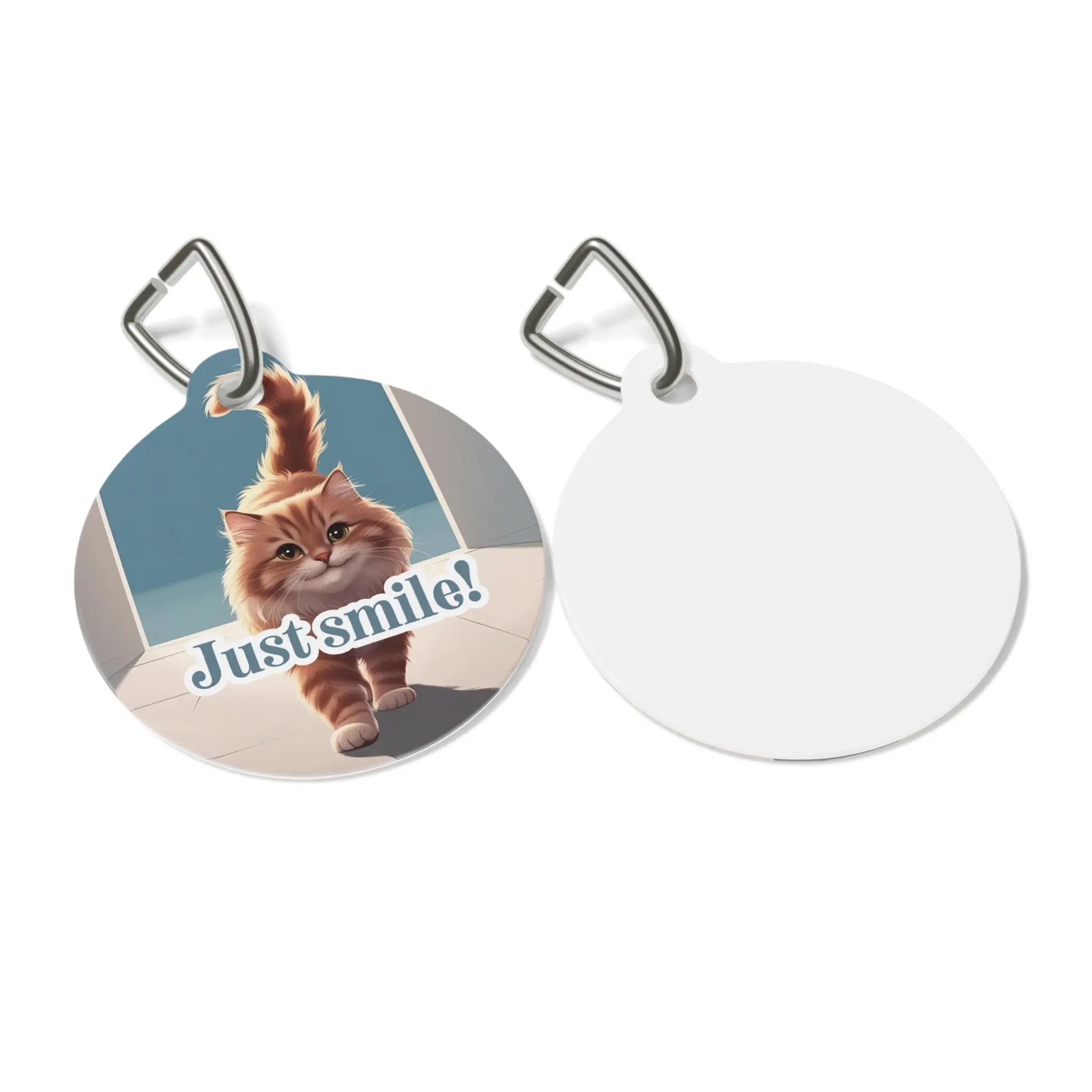 Cute Cat Pet Tag - 'Just Smile!' Decorative Tag for Dogs and Cats