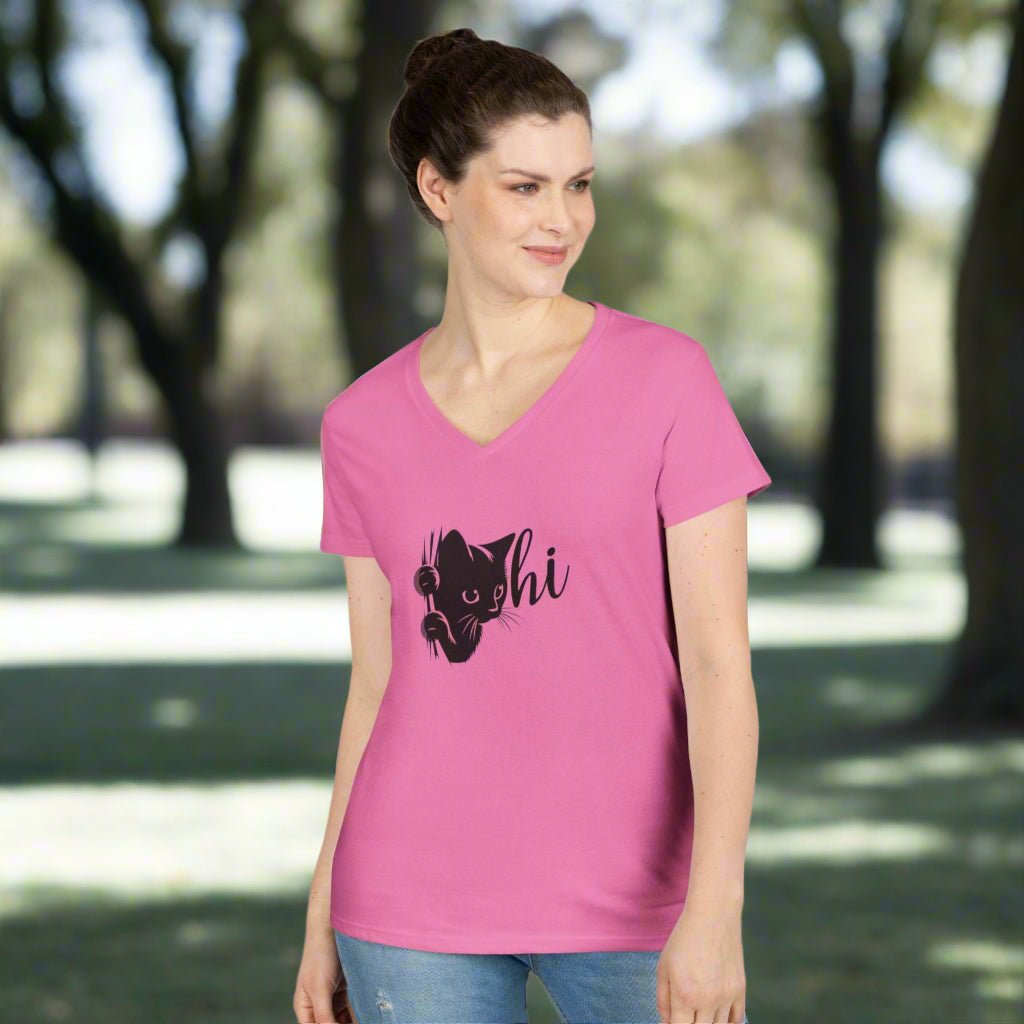 Cute Cat Ladies V-Neck T-Shirt - Casual Tee for Cat Lovers