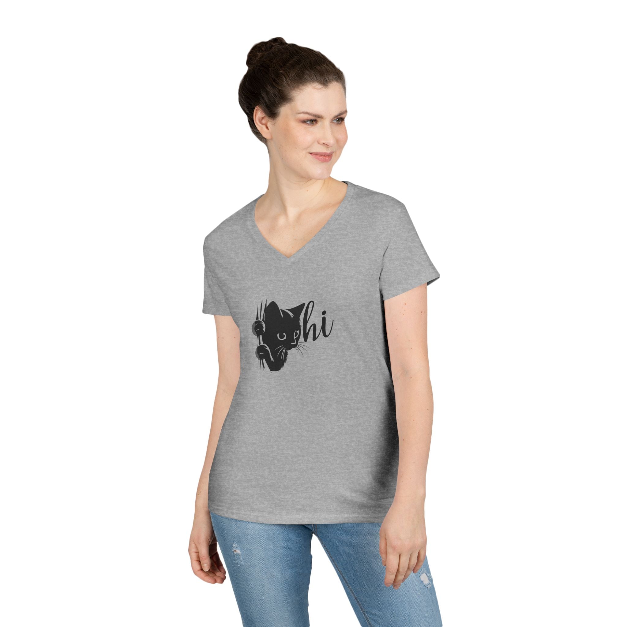 Cute Cat Ladies V-Neck T-Shirt - Casual Tee for Cat Lovers