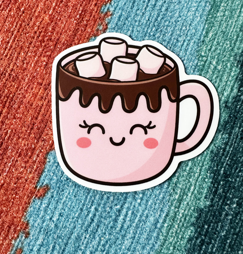 Cute Hot Cocoa Vinyl Sticker, 3" x 2.8"