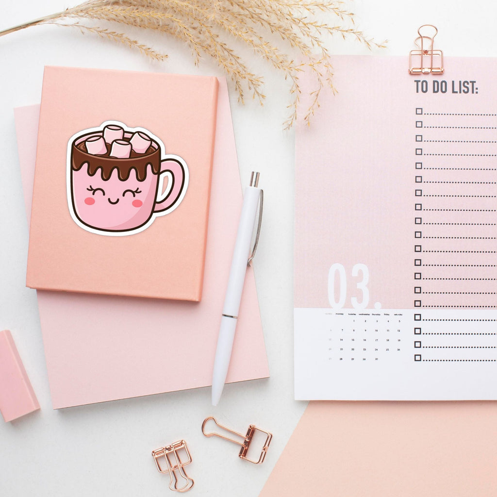 Cute Hot Cocoa Vinyl Sticker, 3" x 2.8"