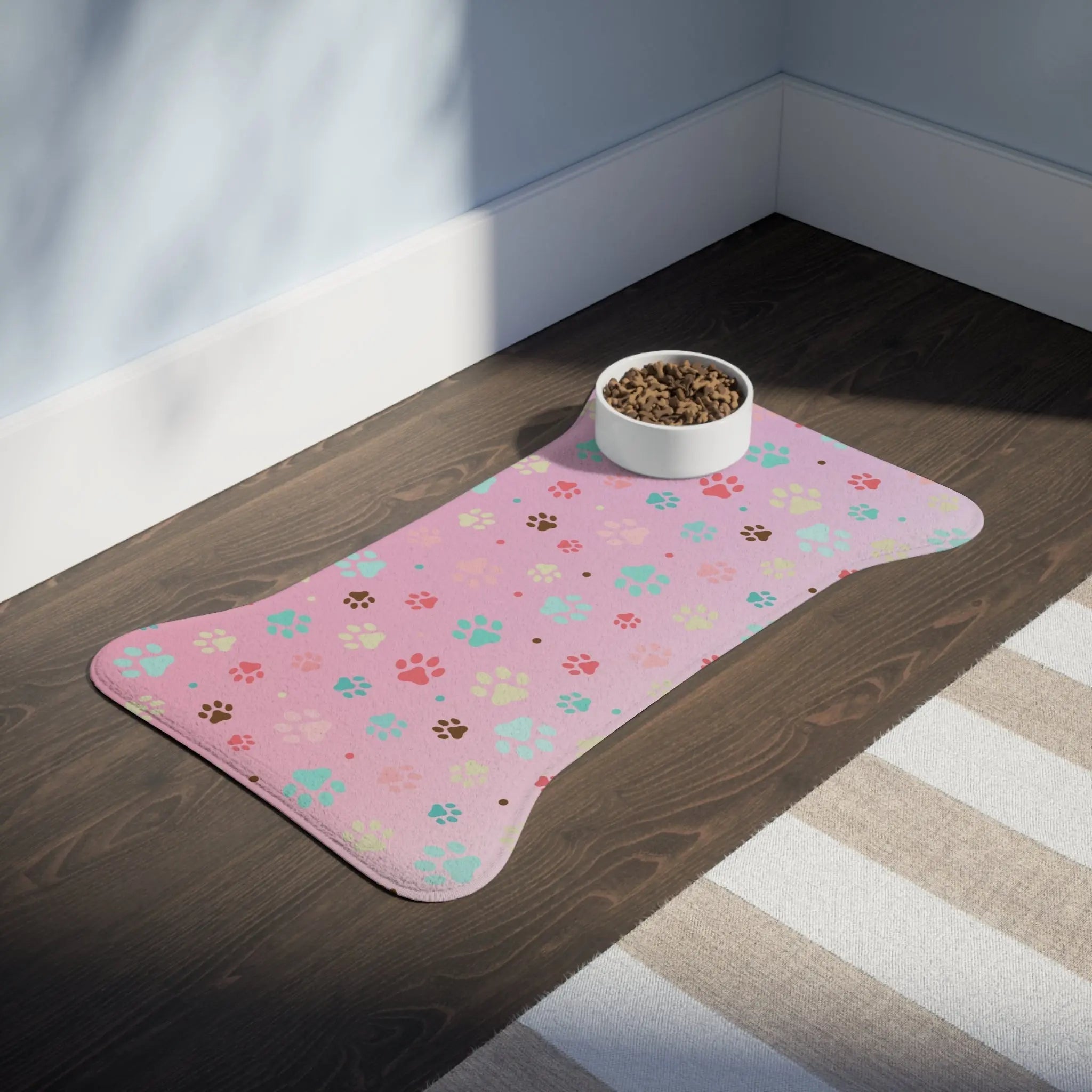 Cute Paw Print Pet Feeding Mat - Non-Slip Bowls Holder