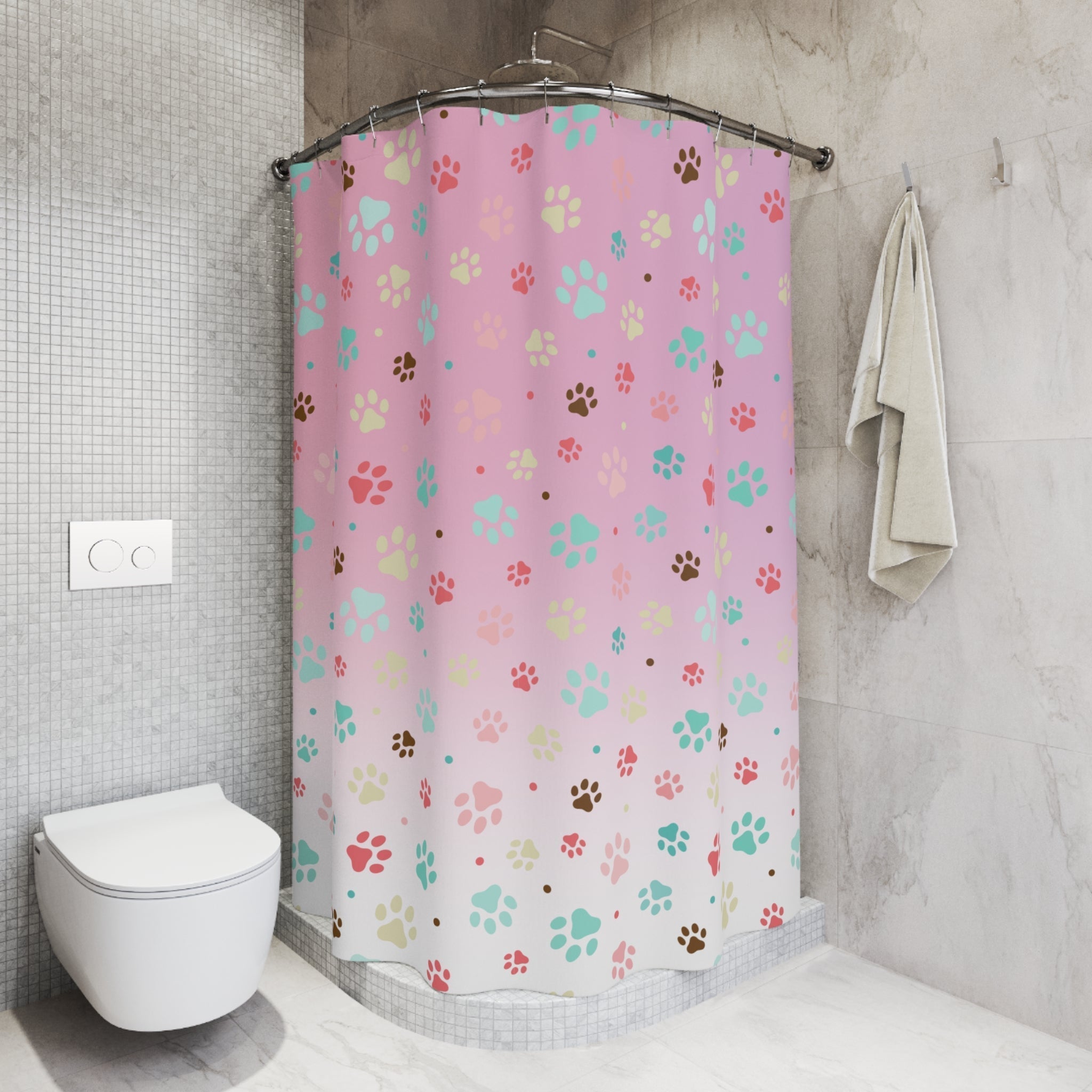 Cute Paw Print Shower Curtain for Pet Lovers
