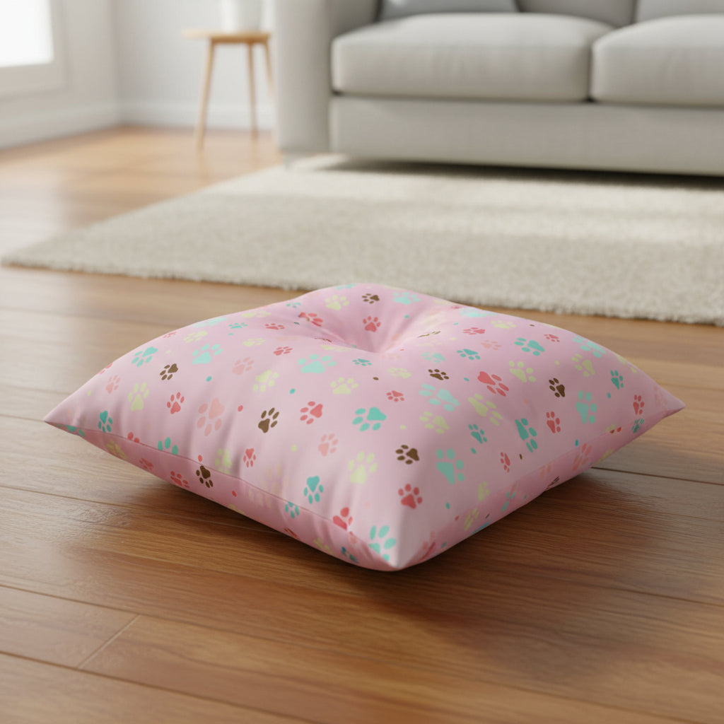 Cute Pet Paw Print Tufted Floor Pillow