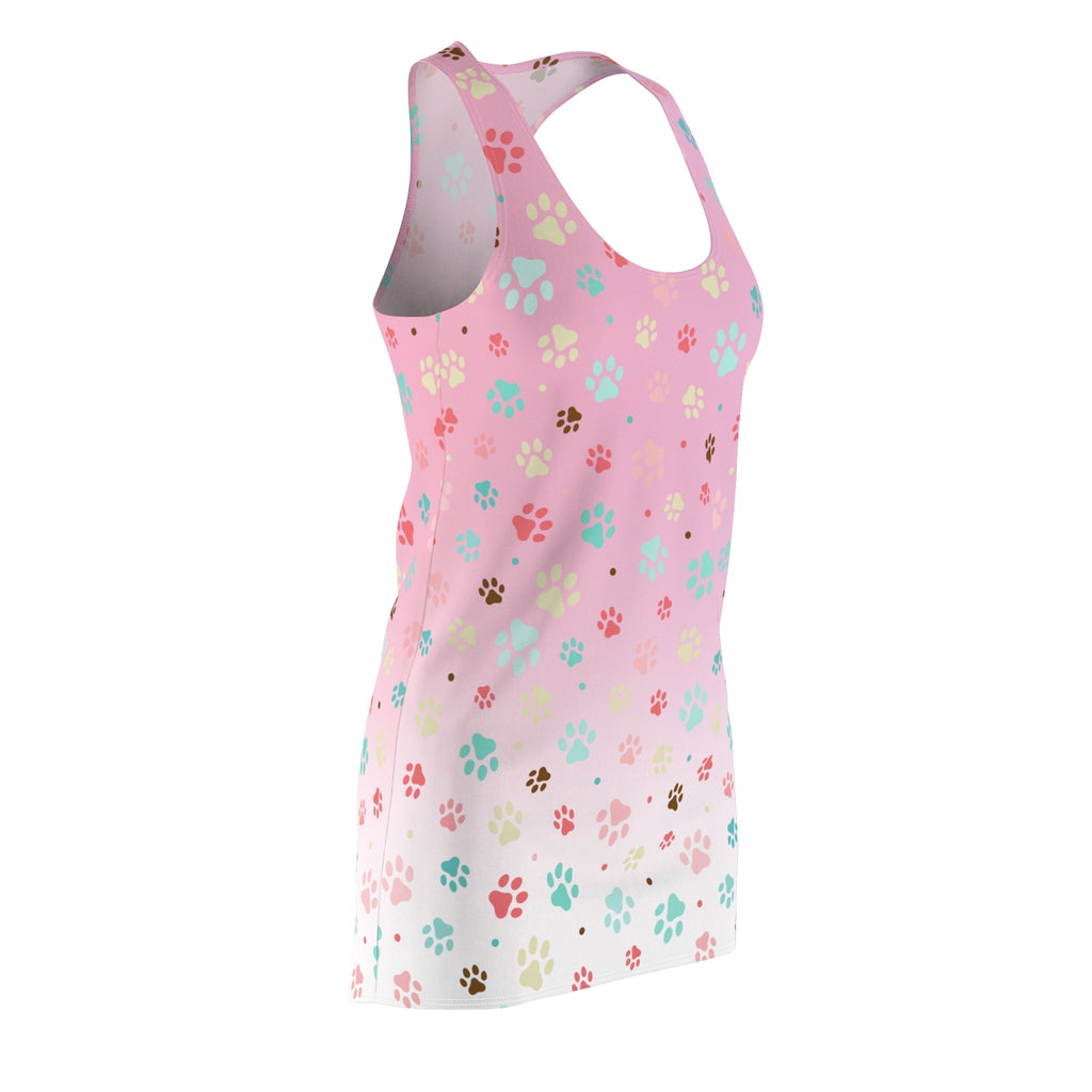 Cute Pink Paw Print Racerback Dress for Pet Lovers