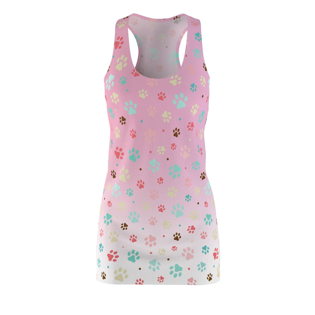 Cute Pink Paw Print Racerback Dress for Pet Lovers