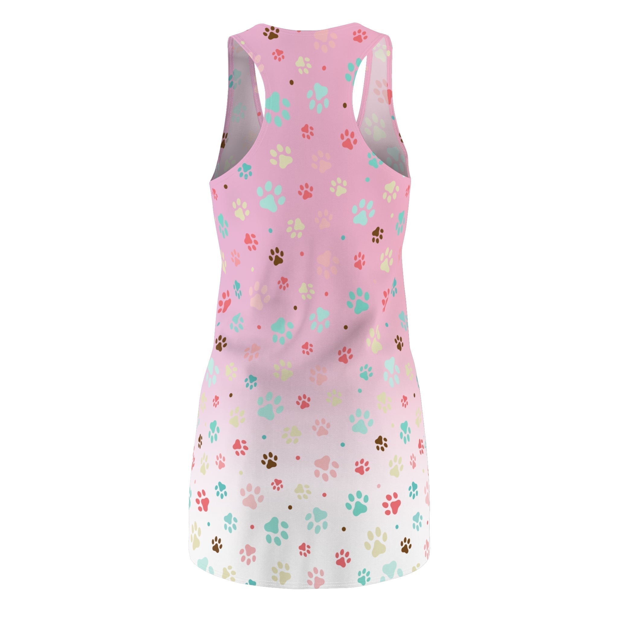 Cute Pink Paw Print Racerback Dress for Pet Lovers