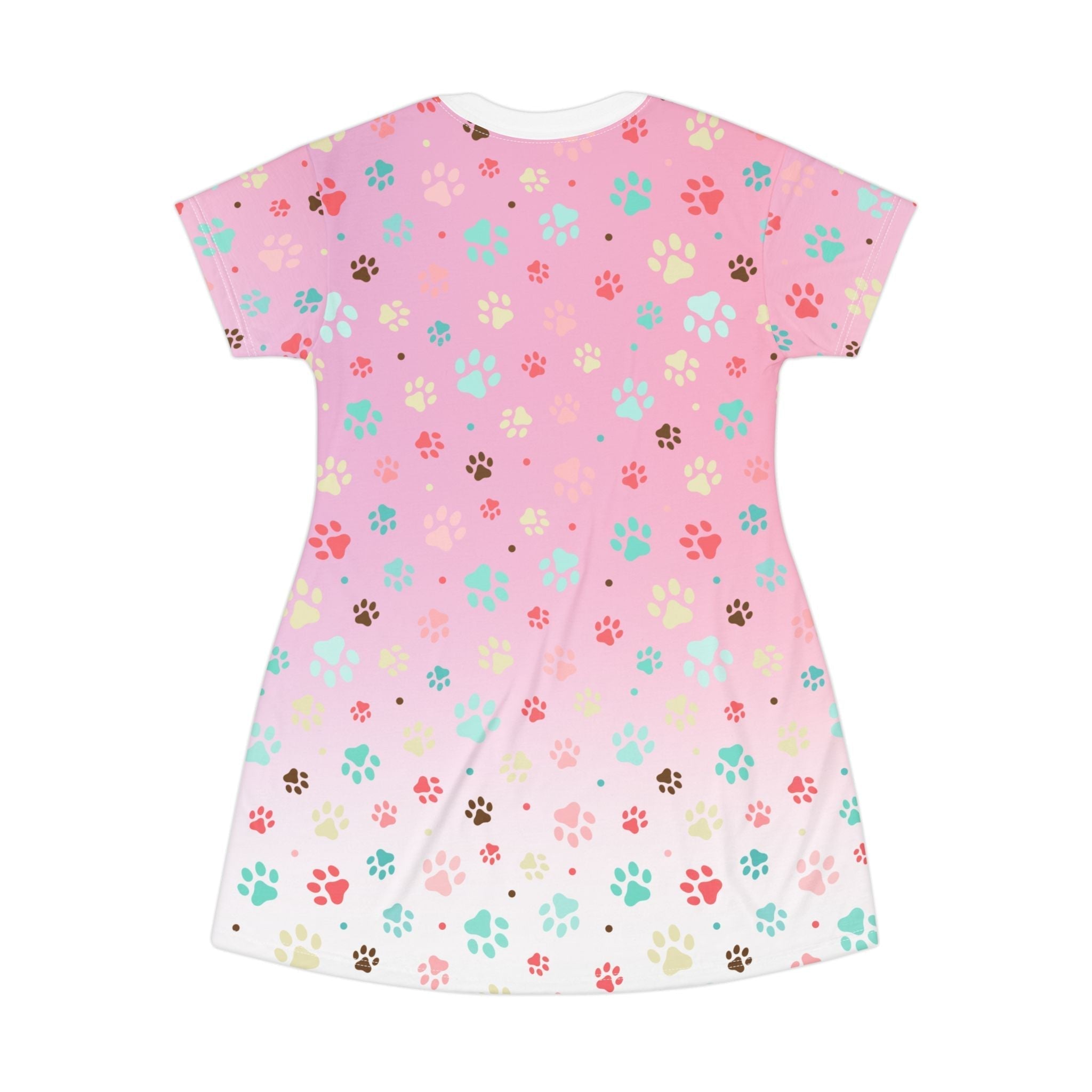 Cute Pink Paw Print T-Shirt Dress for Pet Lovers