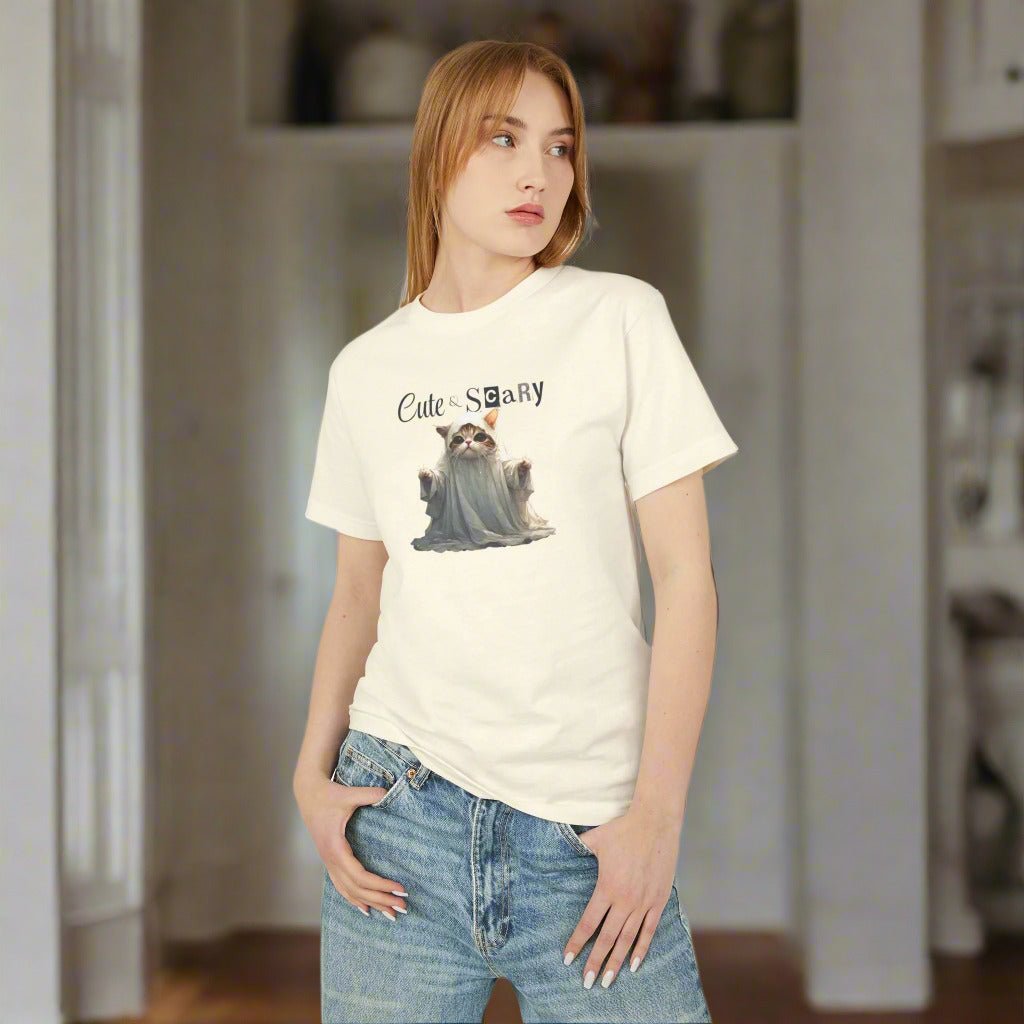 Cute Scary Ghost Kitty Unisex Tee for Spooky Style