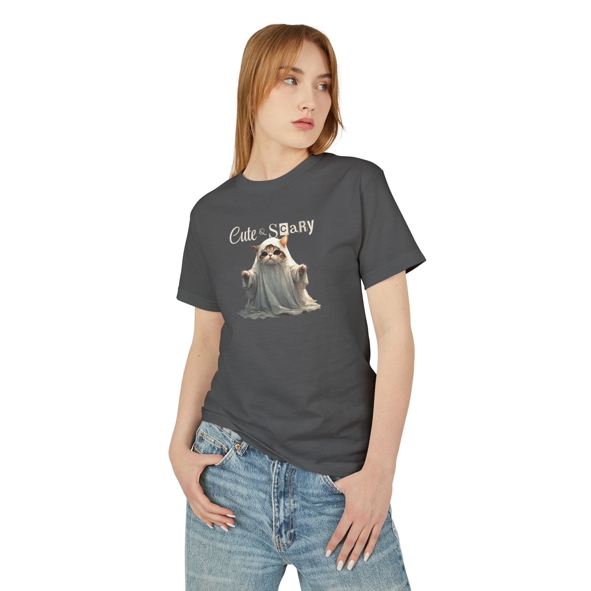 Cute Scary Ghost Kitty Unisex Tee for Spooky Style