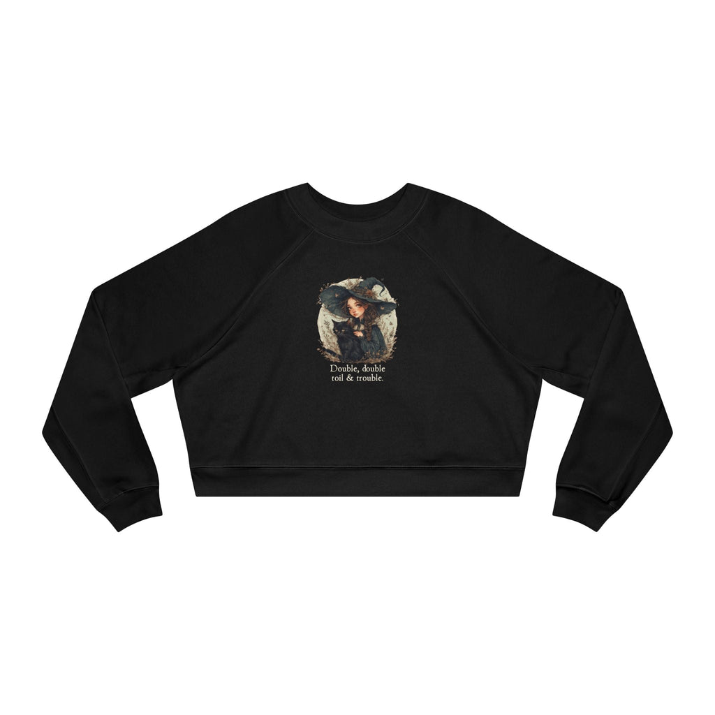 Cute Witchy Cat Lady Cropped Sweatshirt for Women - Halloween Pullover
