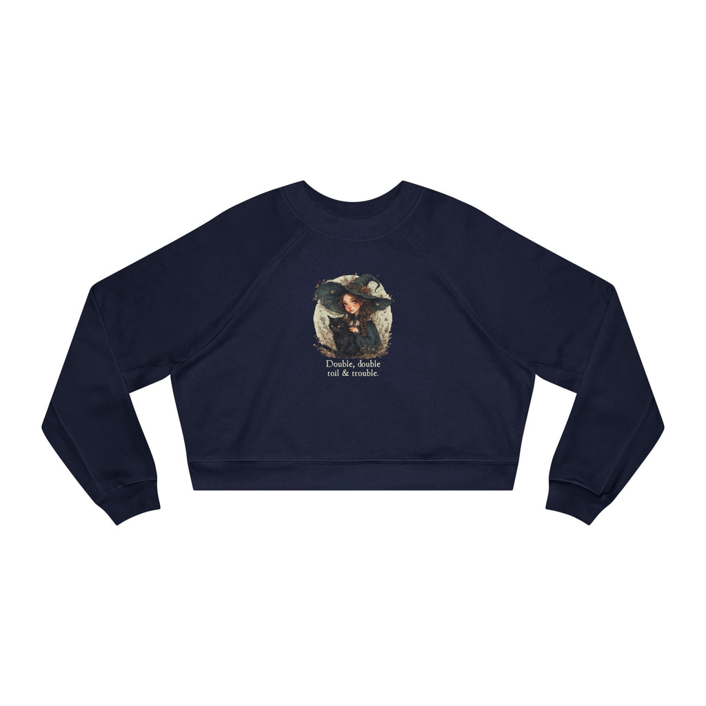 Cute Witchy Cat Lady Cropped Sweatshirt for Women - Halloween Pullover