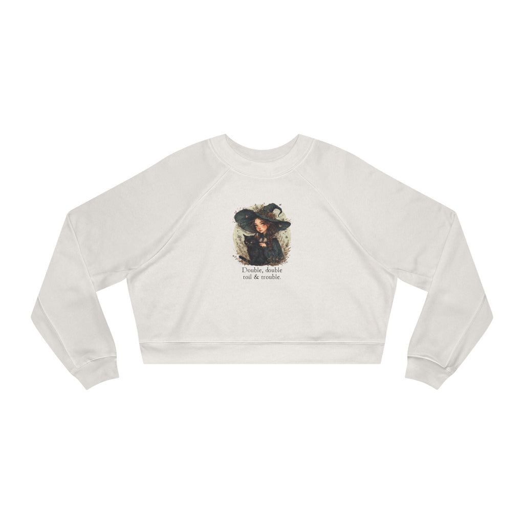Cute Witchy Cat Lady Cropped Sweatshirt for Women - Halloween Pullover