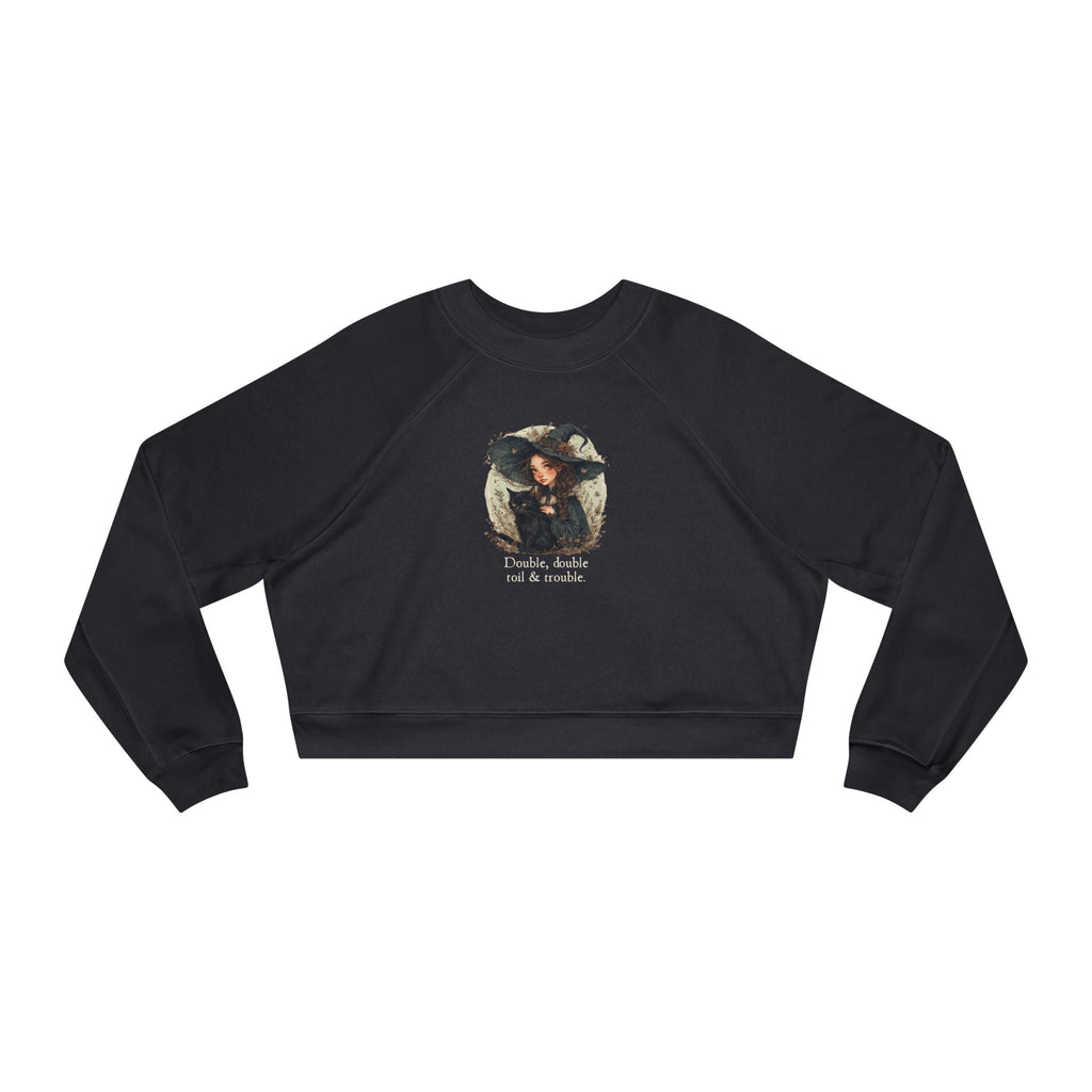 Cute Witchy Cat Lady Cropped Sweatshirt for Women - Halloween Pullover