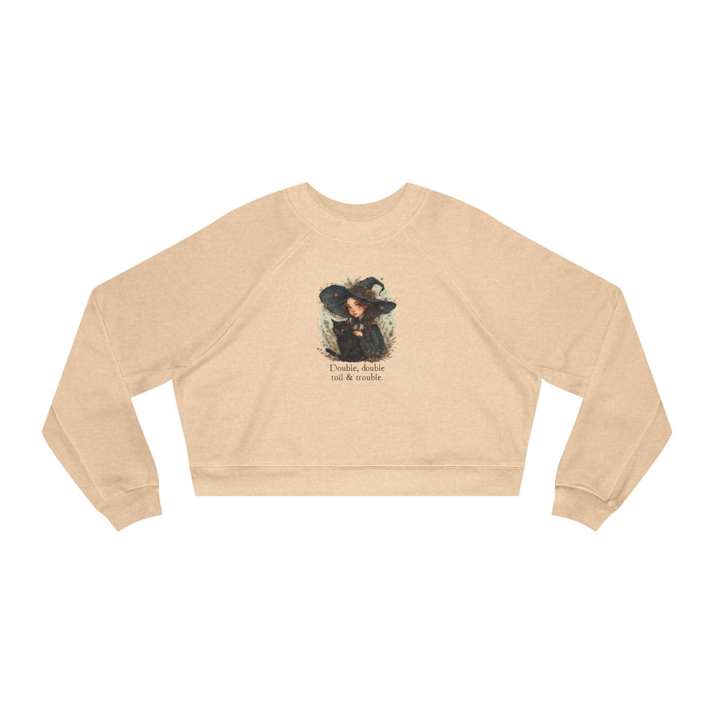 Cute Witchy Cat Lady Cropped Sweatshirt for Women - Halloween Pullover