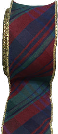 Diagonal Stripe Wire Edge Ribbon