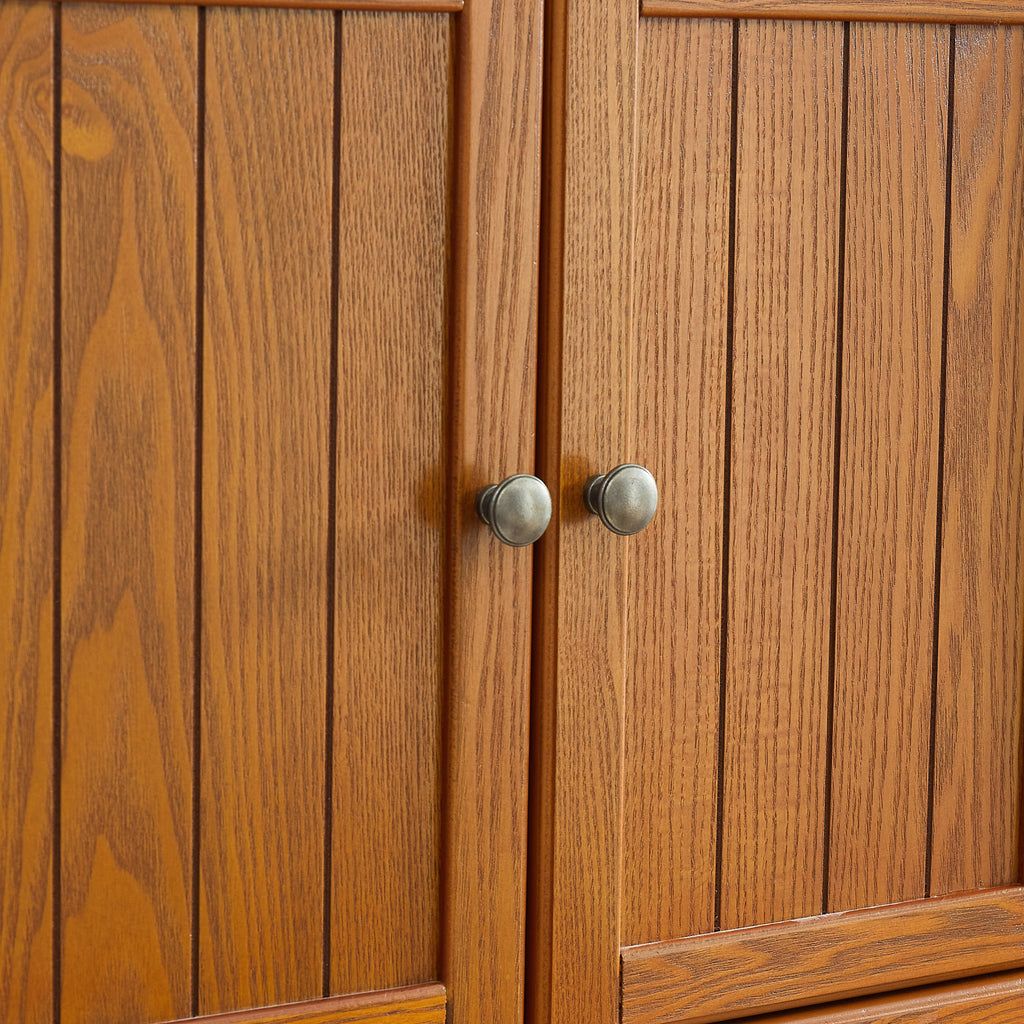 72.4' Tall Storage Cabinet Tall Storage Cabinet with 8 Doors and 4 Shelves ,Bookshelf Living Room, Kitchen, Dining Room, Office  Freestanding Storage Cabinet,Oak