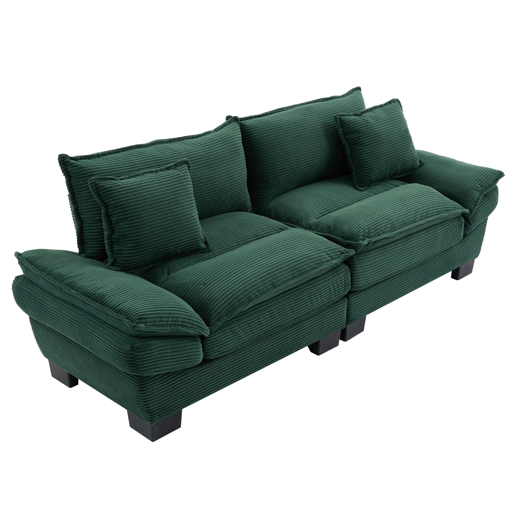 Corduroy Sofa Sleeper Couch Loveseat Sofa with Pillows Comfy Upholstered Deep Seat Sofa for Bedroom,Living Room,Apartment,Office,Dorm-Green Corduroy