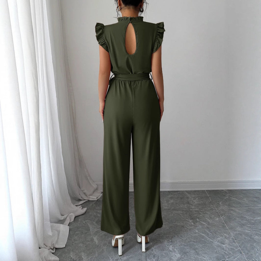 Simple Fashion Ruffled Short Sleeves Corset Jumpsuit For Women