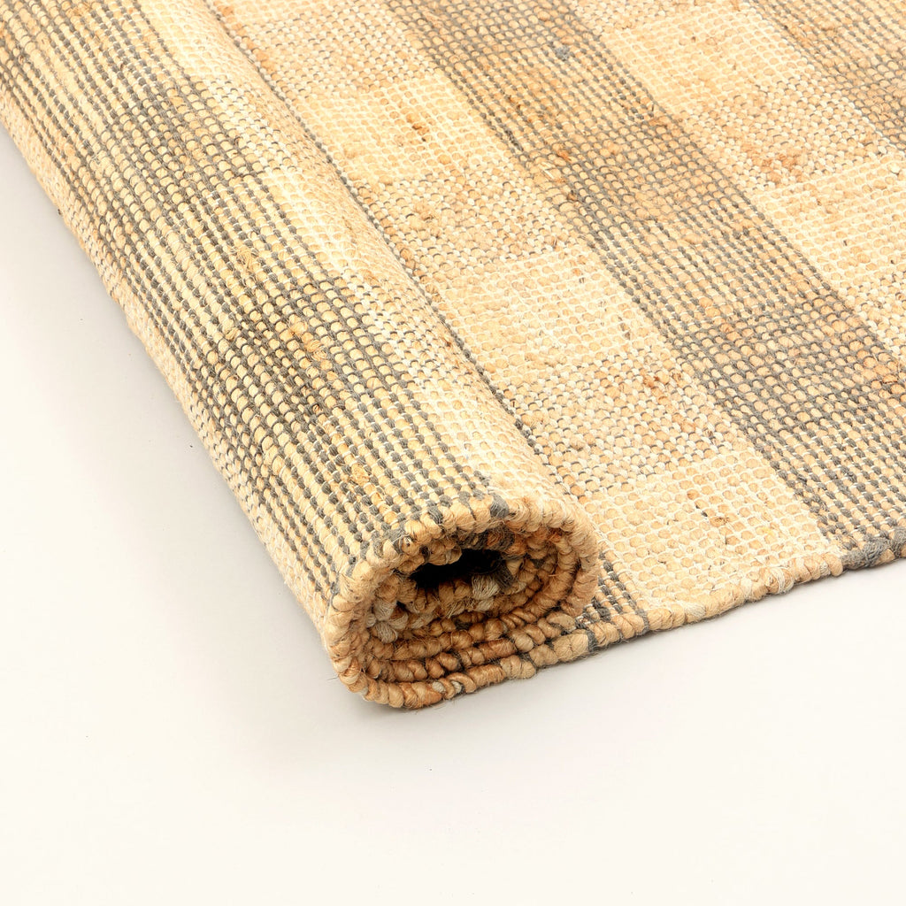 Area Rug, Jute Rug, Durable Gray Plaid Rug, 8X10 ft