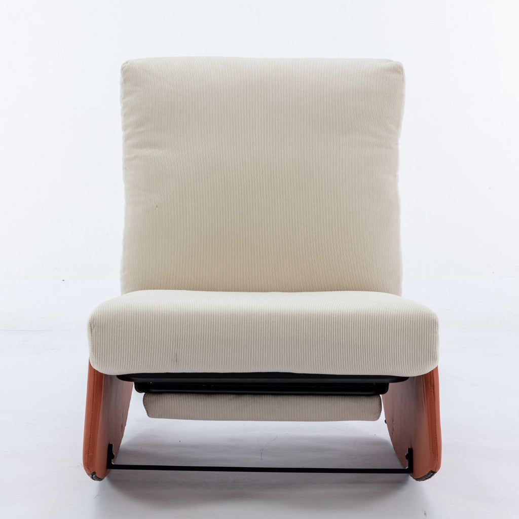 Modern Orange Upholstered Rocking Chair Recliner with Footrest and Adjustable Backrest