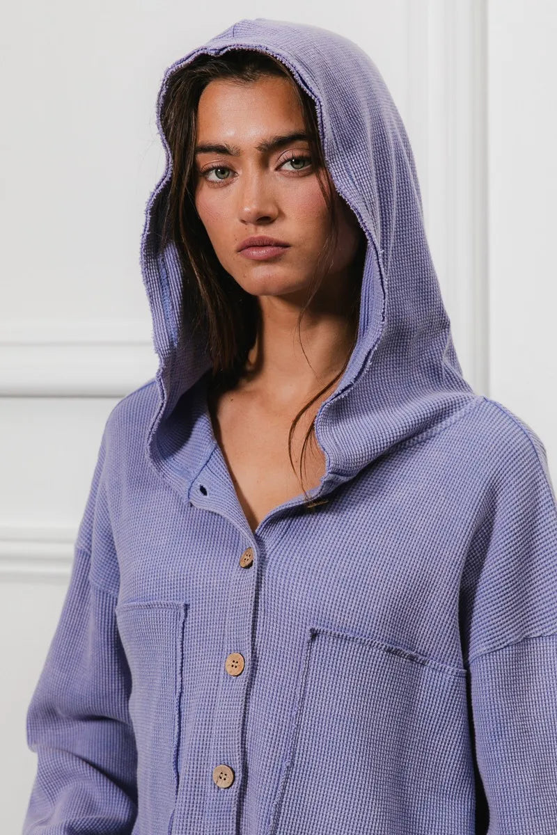 BiBi Washed Waffle Thermal Hooded Jacket