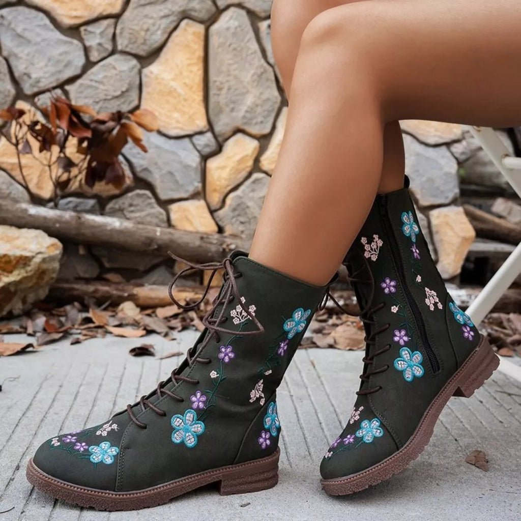 Round Toe Block Heels Boots