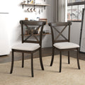 Wooden X Back Dining Chairs Set of 2, Modern Fabric Upholstered Kitchen Side 2PC Chairs, Cross Back Rubber Wood Farmhouse Dining Room Chair,Brown