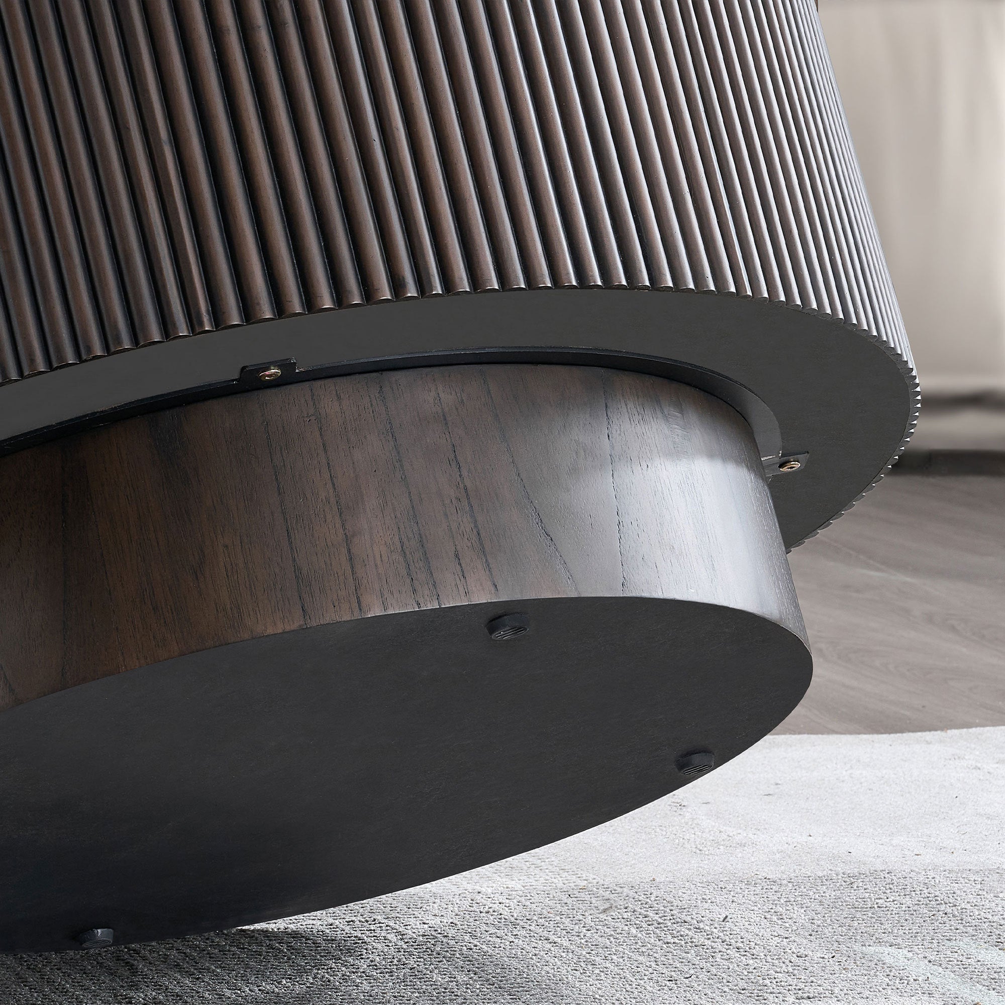 31.5 inch Modern Faux Marble Pattern Stickers Coffee Table Round Coffee Table for Living Room,Small Table with Sturdy Pedestal,Dark Brown
