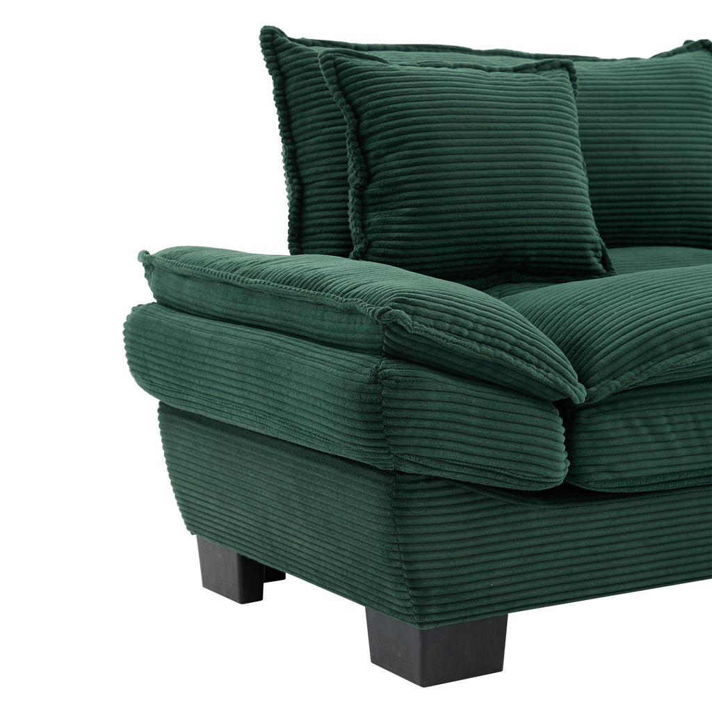 Corduroy Sofa Sleeper Couch Loveseat Sofa with Pillows Comfy Upholstered Deep Seat Sofa for Bedroom,Living Room,Apartment,Office,Dorm-Green Corduroy