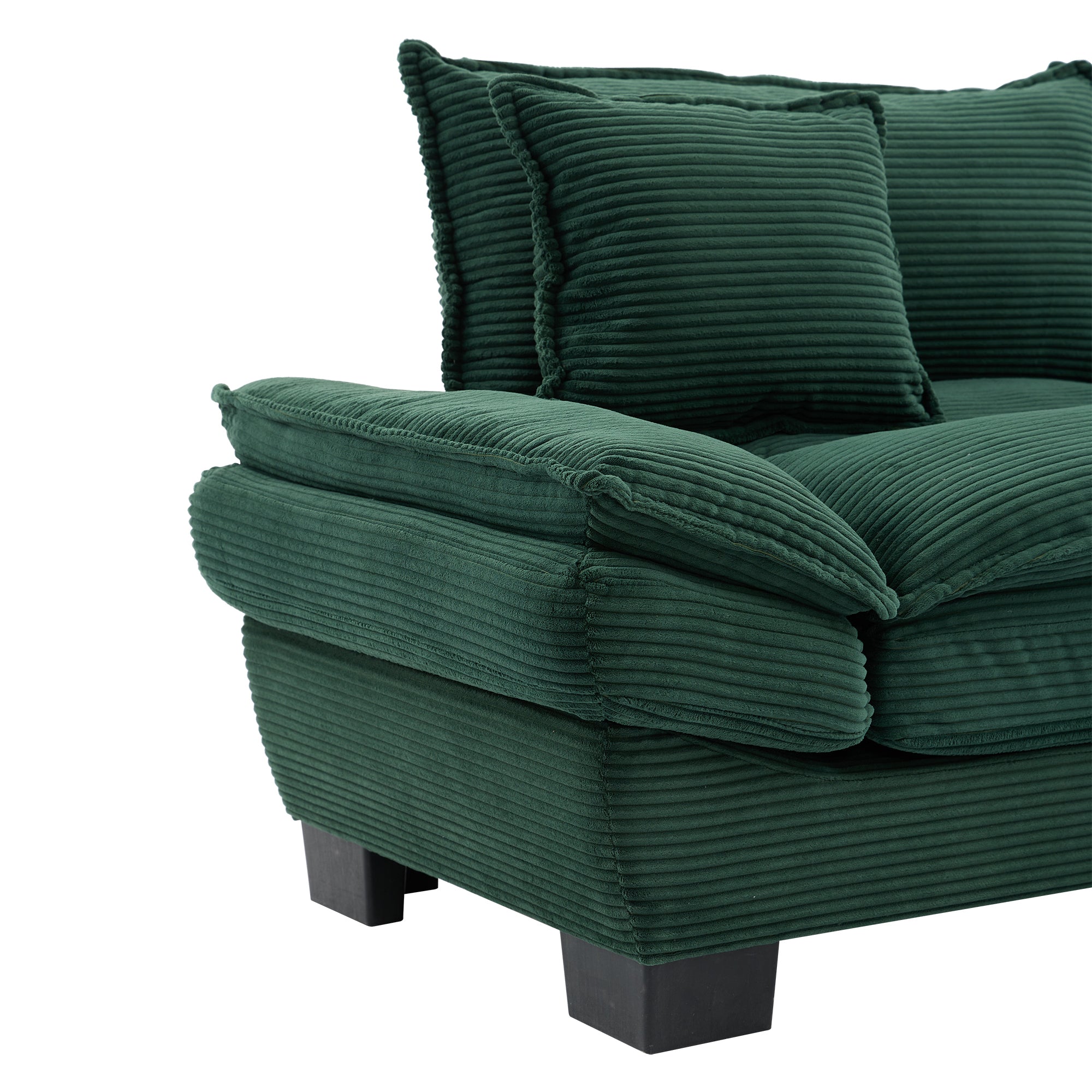 Corduroy Sofa Sleeper Couch Loveseat Sofa with Pillows Comfy Upholstered Deep Seat Sofa for Bedroom,Living Room,Apartment,Office,Dorm-Green Corduroy